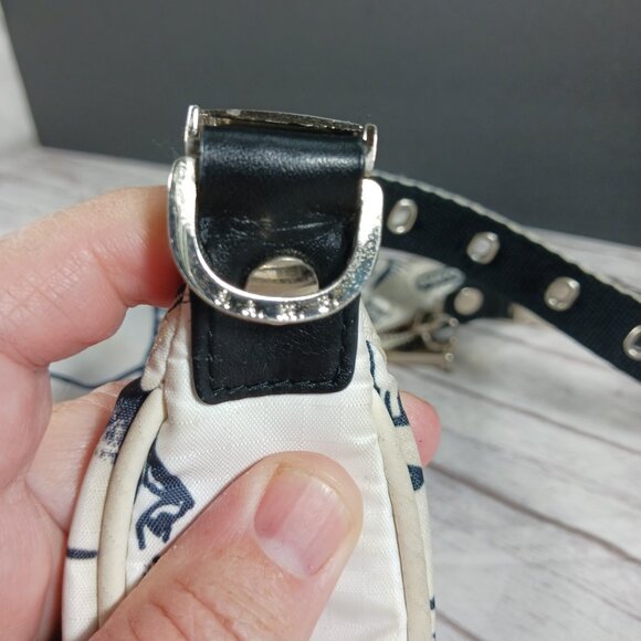 VTG Le SportSac x L.A.M.B. Black White One Zip Shoulder Bag Silver Hardware 9x6" - Picture 13 of 16